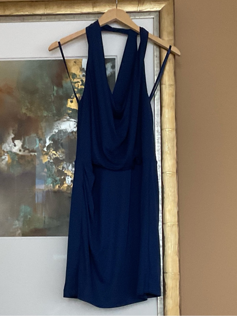 BCBG Navy Cowl Neck Mini Dress